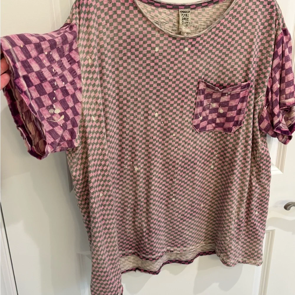 Magnolia Piecewise Pocket Tee with Paint Splatter - Picture 2 of 5